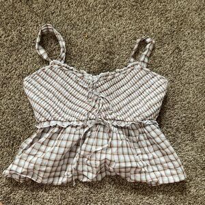 American Eagle Outfitters Brown Plaid Crop Top